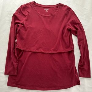 Old Navy Cotton Nursing Maternity Long Sleeve Shirt - Maroon .